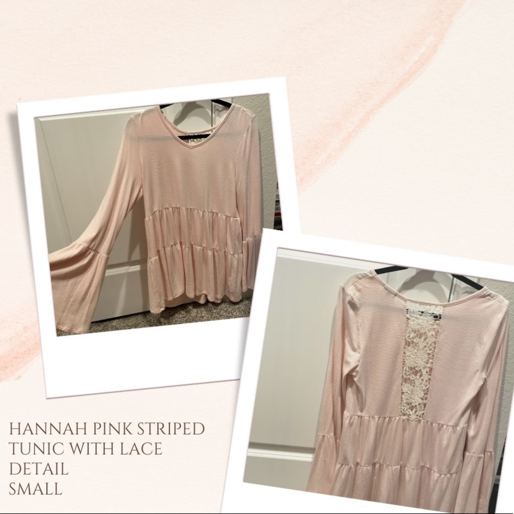 Hannah Pink Striped Tunic with Lace Detail